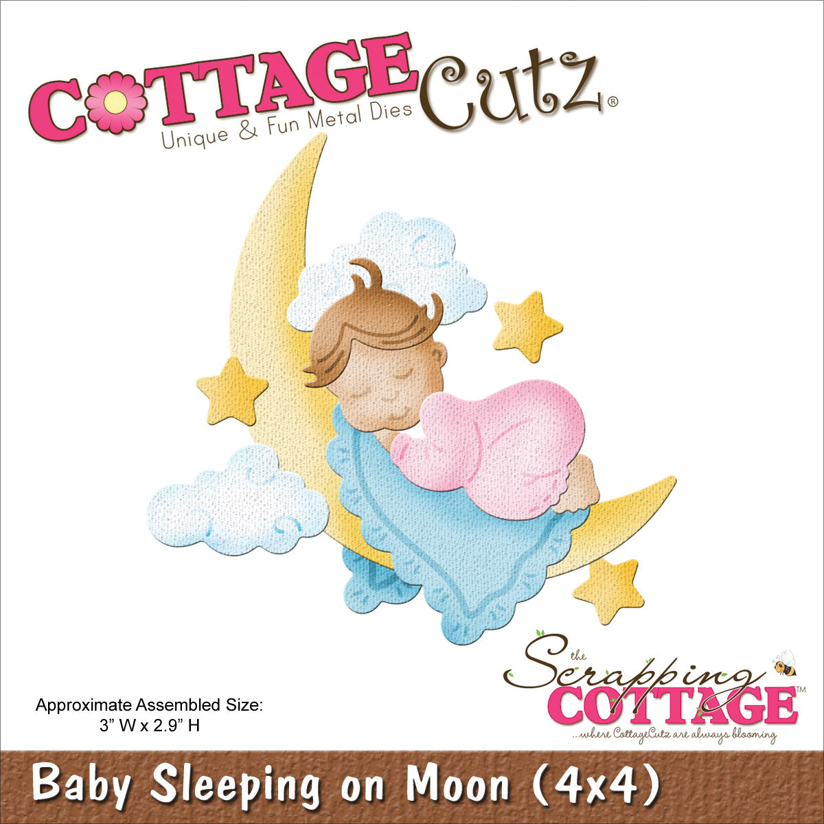 CottageCutz Dies - Baby Sleeping On Moon 3"X2.9"