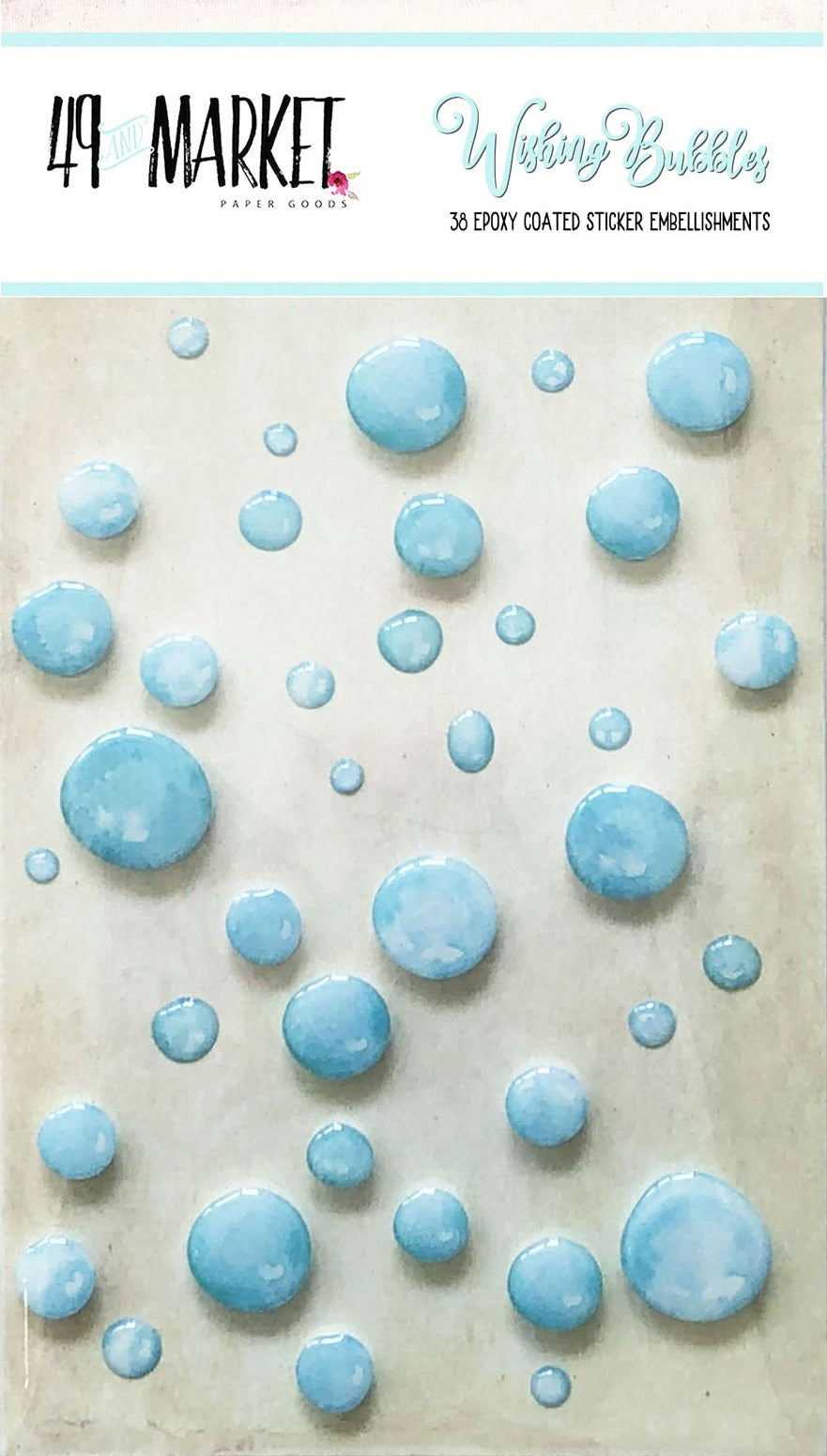 49 And Market Epoxy Coated Wishing Bubbles 38/Pkg - Cotton Candy