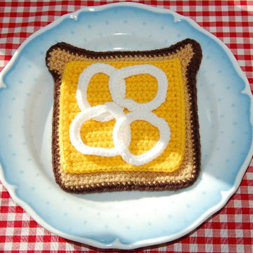 Crochet Pattern for Cheese and Onion on Toast - Crocheted Toy Food