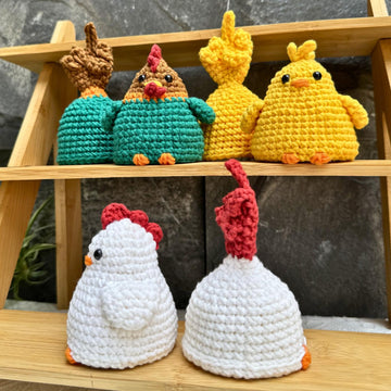Flip the Bird Crochet Pattern Bundle 3 in 1: Chicken Family Funny Amigurumi PDF