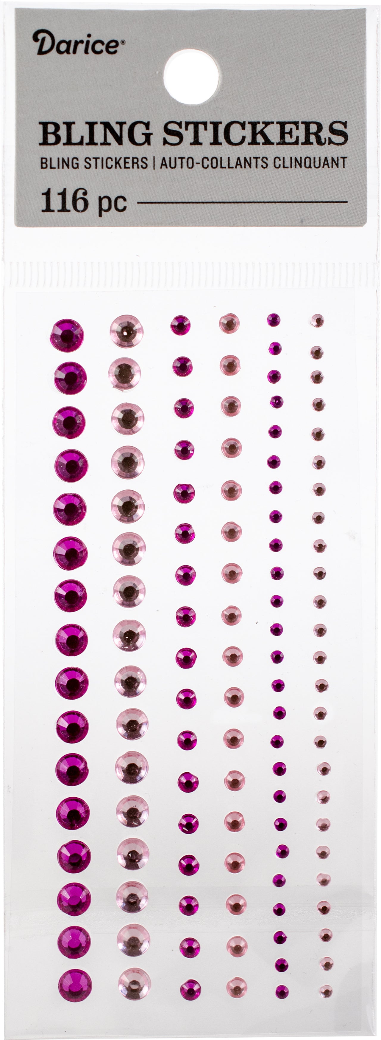 Darice Round Rhinestone Stickers 116/Pkg - Pink