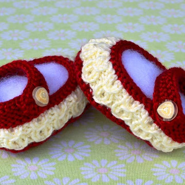 Mock Cables Mary Jane Baby Booties