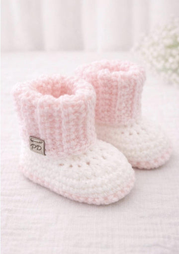 Ribbed Cuff Baby Booties