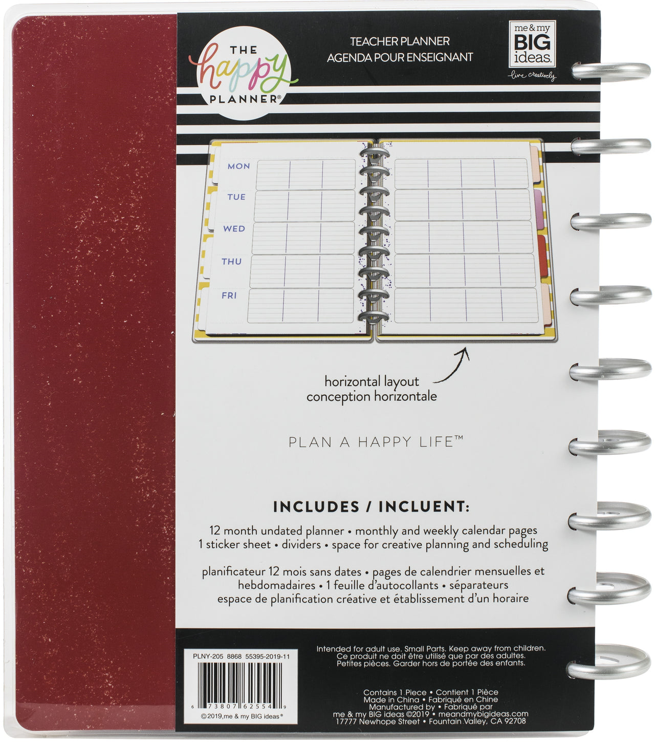 The Happy Planner 12-Month Undated Classic Planner 9.25"X7" - School Days Teacher