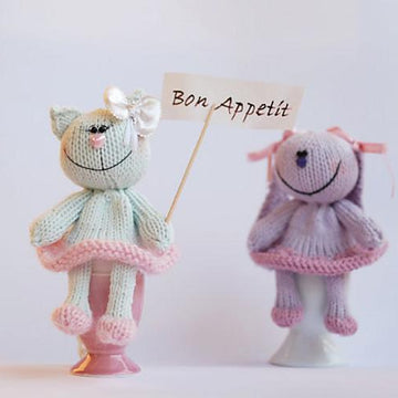 Lilac Bunny and Light pastel green Cat for keeping warm breakfast eggs