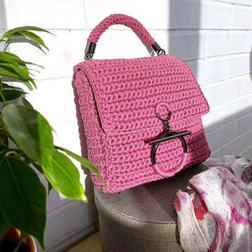 Crochet handbag with lining, Shoulder crossbody bag