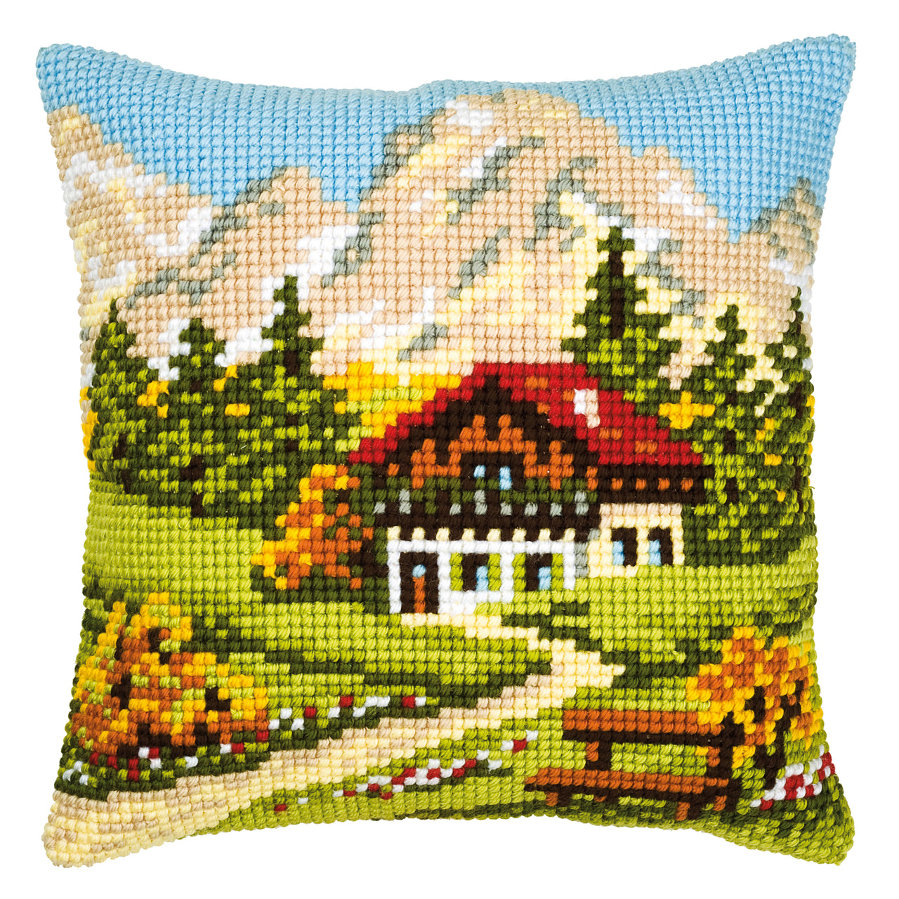 Vervaco Mountain Chalet Cushion Front Chunky Cross Stitch Kit - 40cm x 40cm