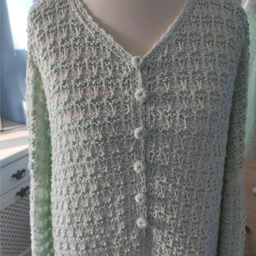Women Summer Mint-White Sweater