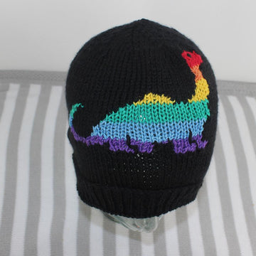 Rainbow Dinosaur Beanie and Short Finger Gloves