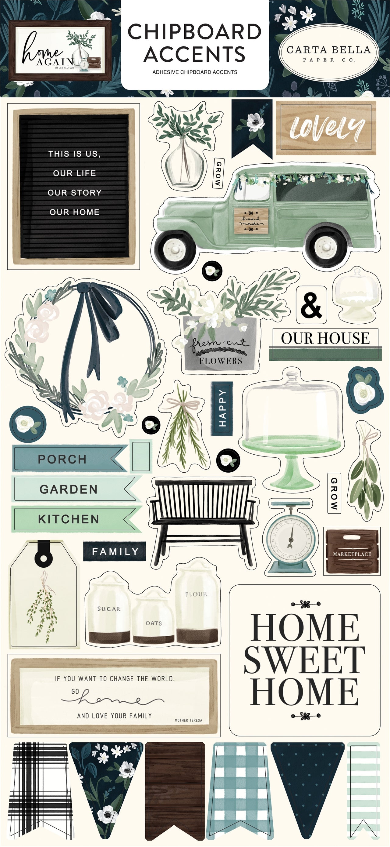 Echo Park Paper Home Again Chipboard 6"X13" - Accents