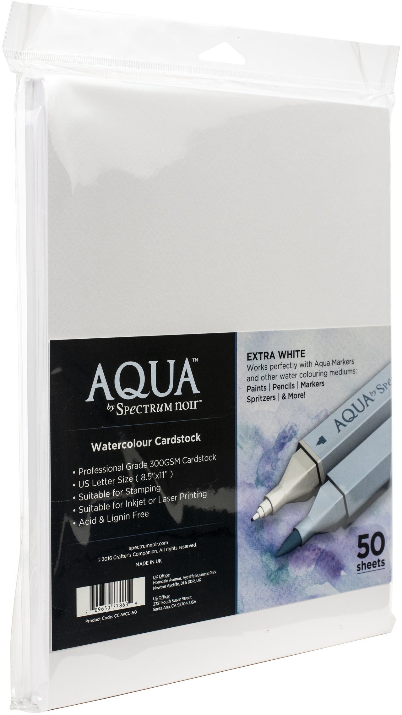 Crafter's Companion Watercolor Cardstock 8.5"X11" 50/Pkg - 587570