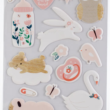 American Crafts Night Night Baby Girl Puffy Stickers - Icons