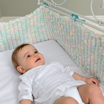 Baby Cushion, Blanket, Playmat & Cot Bumper in Rico Creative Pompon Party - 220 - Leaflet