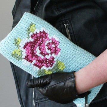 Cotton Pink Rose Bloom Clutch (11" x 11") (tunisian007)