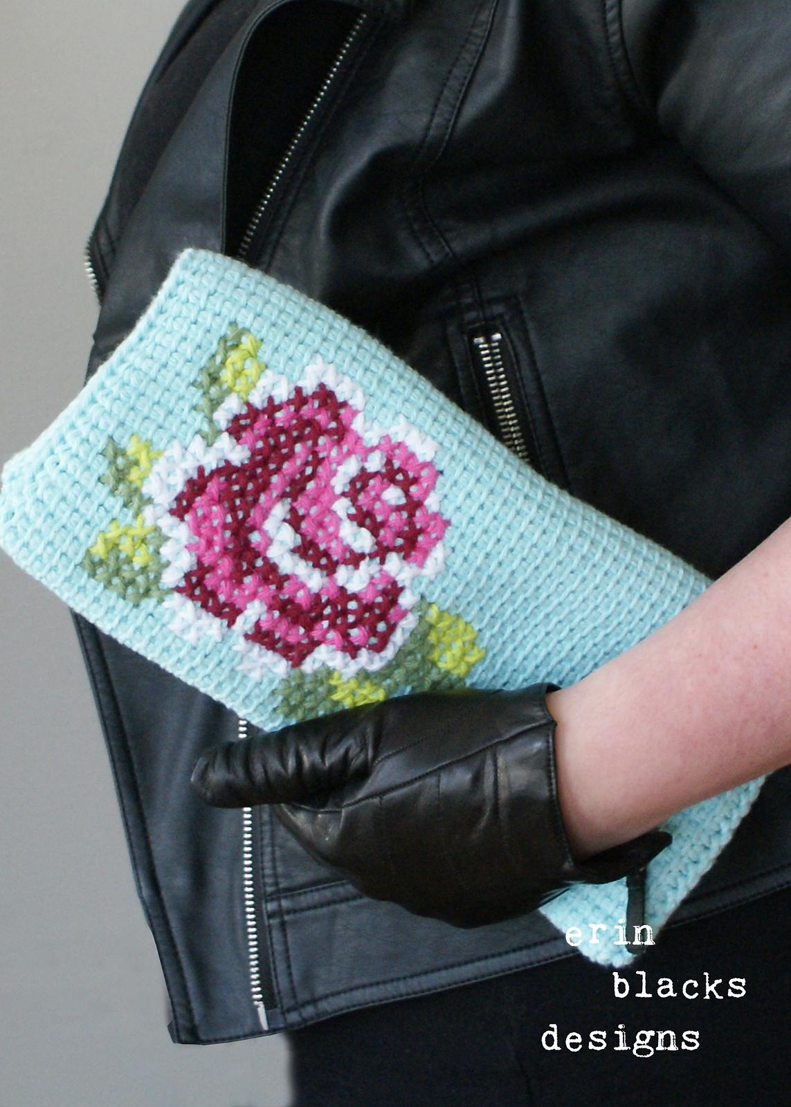 Cotton Pink Rose Bloom Clutch (11" x 11") (tunisian007)