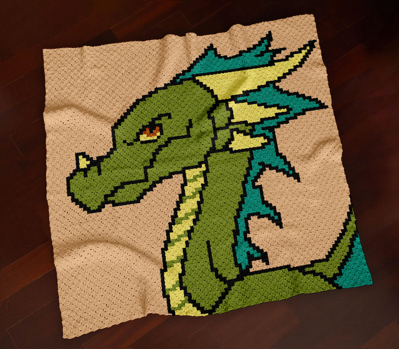 Dragon Square Blanket C2C Crochet Pattern