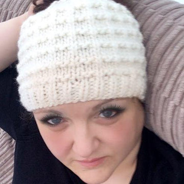 Kitting pattern messy bun hat, ponytail hat, running hat,  #498