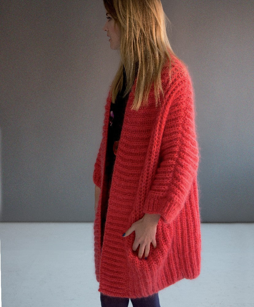 Cardigan in Rico Essentials Mohair and Essentials Soft Merino Aran - 373 - Leaflet