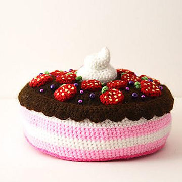 Strawberry Chocolate Cake Crochet Pattern, Cake Amigurumi, Food Crochet Pattern