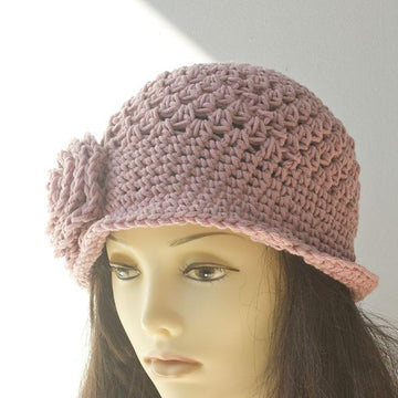 Crocheted Flower Cloche Hat