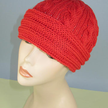 Rib Cuff Cable Beanie Hat