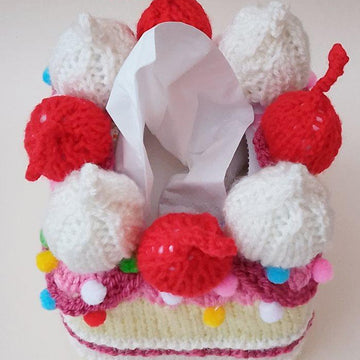 Cherry Cake Tissue Box Cover Knitting PatternCherry Cake Tissue Box Cover