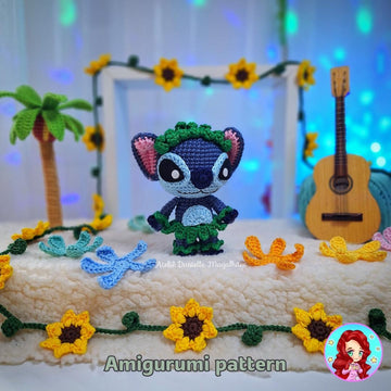 Stitch Amigurumi Crochet Pattern – Hawaiian Outfit – PDF (US Terms)