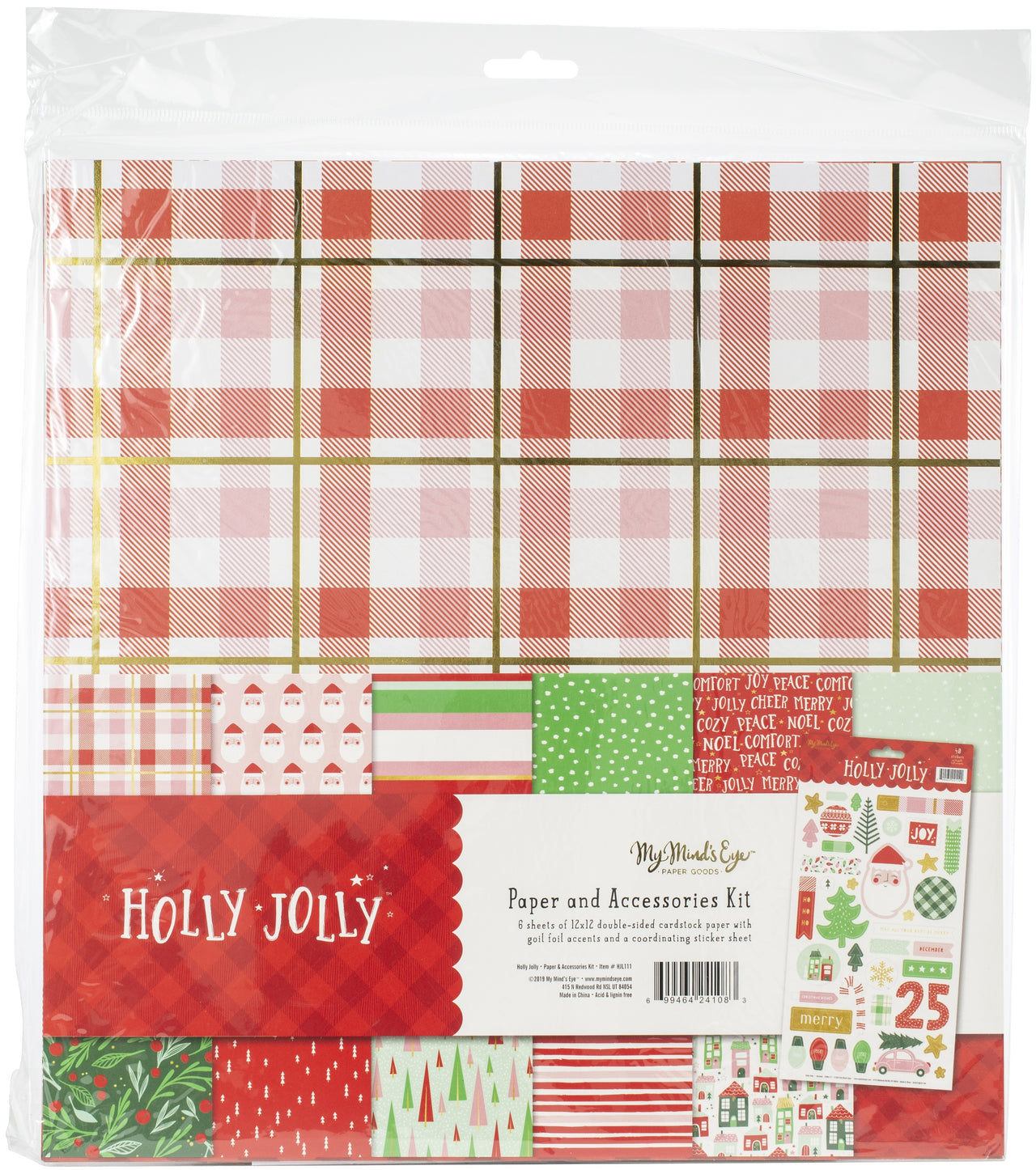 My Mind's Eye Paper & Accessories Kit 12"X12" - Holly Jolly