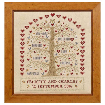 Historical Sampler Company Heart and Tree Wedding Sampler Cross Stitch Kit - 27cm x 32cm