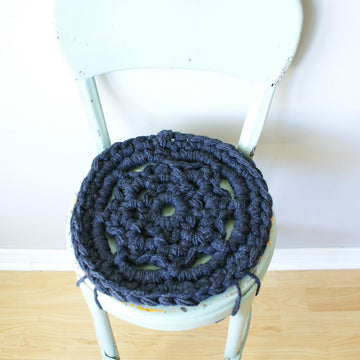 Super Chunky Crochet Stool Cover (12" diameter) (pillow001)