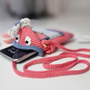 Funny monster small phone pouch crossbody bag crochet pattern T41