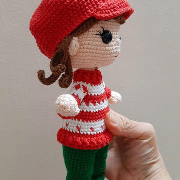 Crochet doll pattern, Amigurumi doll, Christmas Doll