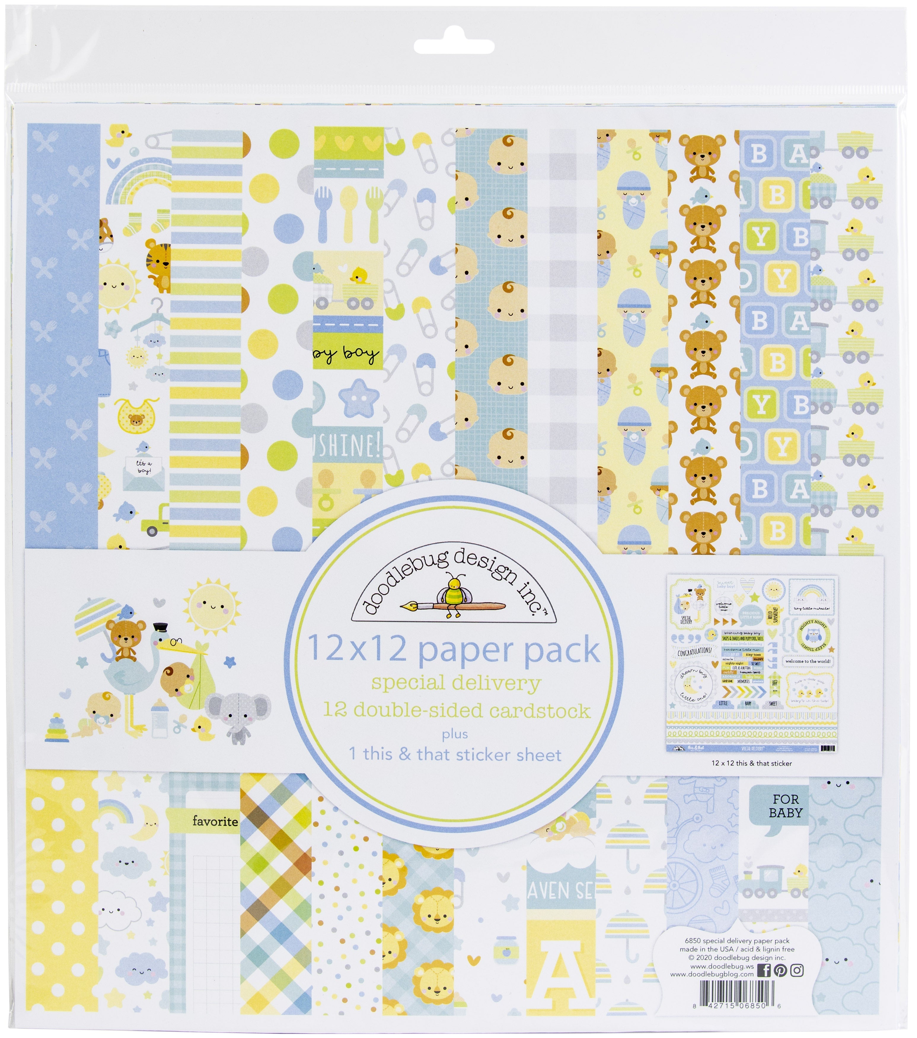 Doodlebug Double-Sided Paper Pack 12"X12" 12/Pkg - Special Delivery