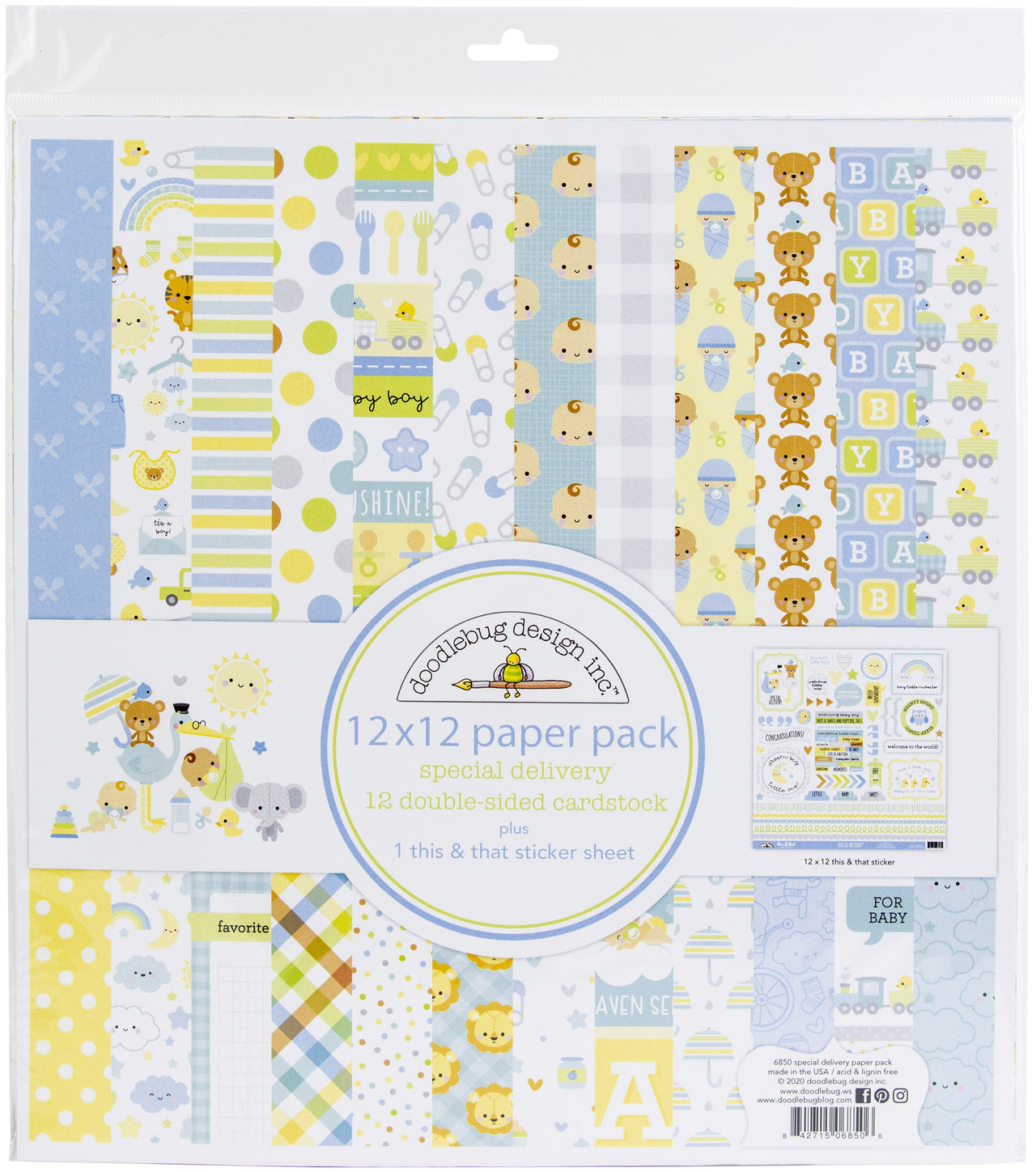 Doodlebug Double-Sided Paper Pack 12"X12" 12/Pkg - Special Delivery