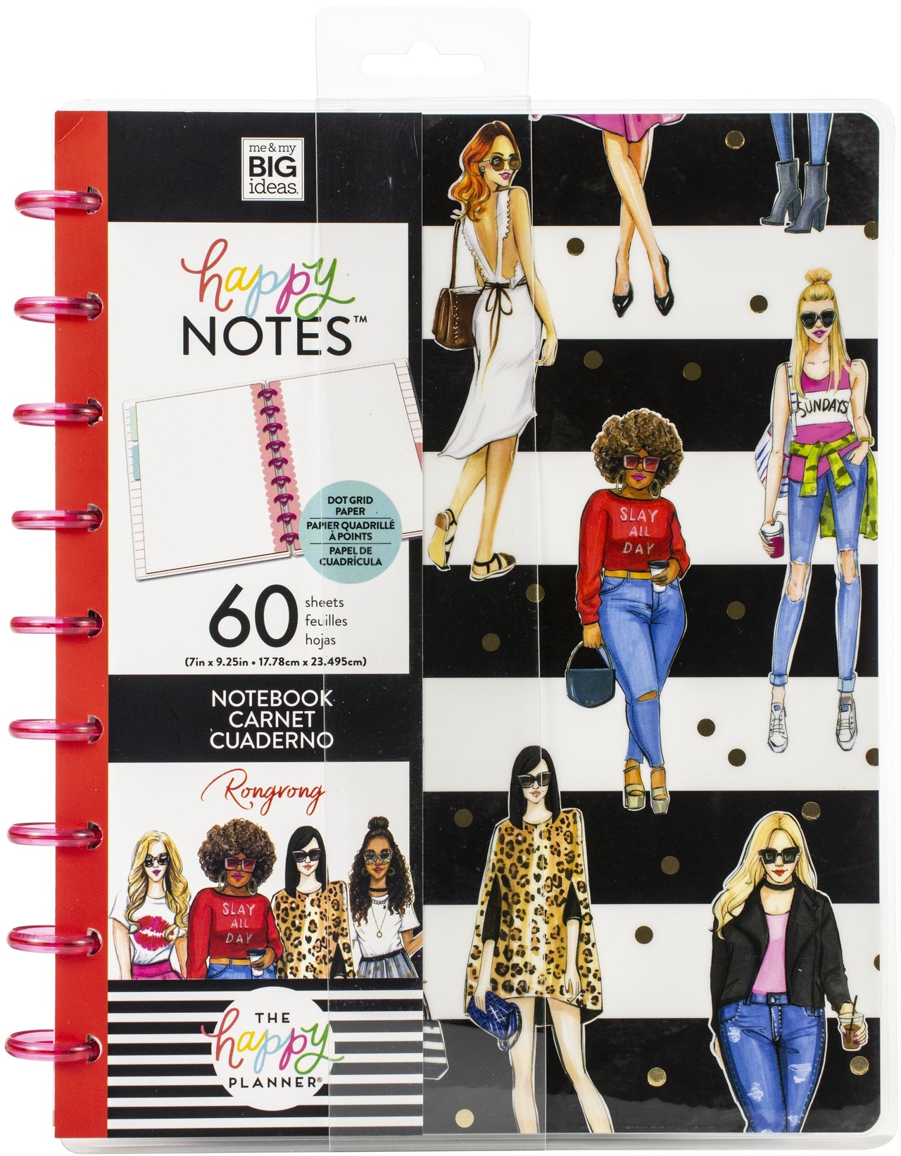 Happy Planner X Rongrong Notebooks W/60 Sheets - B/W Stripe