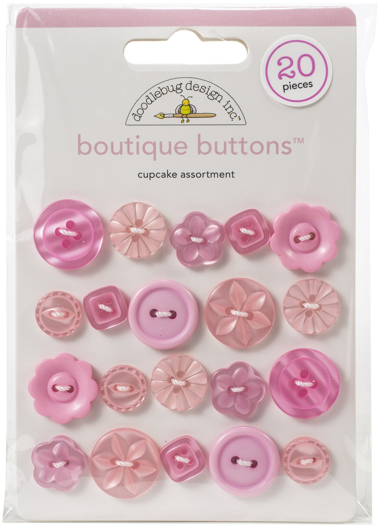 Doodlebug Boutique Buttons 20/Pkg - Cupcake