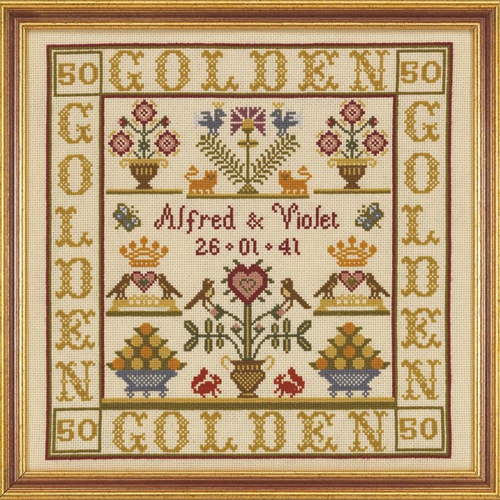 Historical Sampler Company Golden Anniversary Sampler Cross Stitch Kit - 28cm x 27cm
