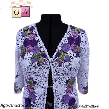 Lace cardigan with roses