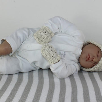 New Baby Moss Stitch Pixie Hat Booties & Mittens