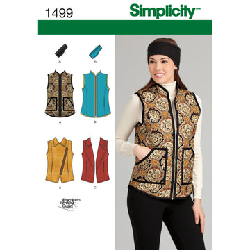 Simplicity Women's Vest and Headband in Three Sizes 1499 - Sewing Pattern