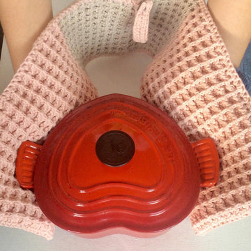 Waffle stitch two handed Oven Mitt