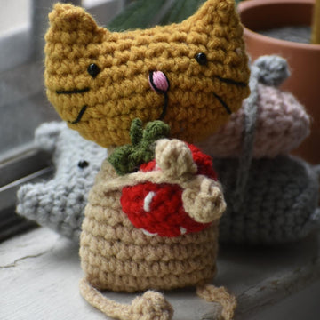 Crochet Valentino the Cat Holding Heart