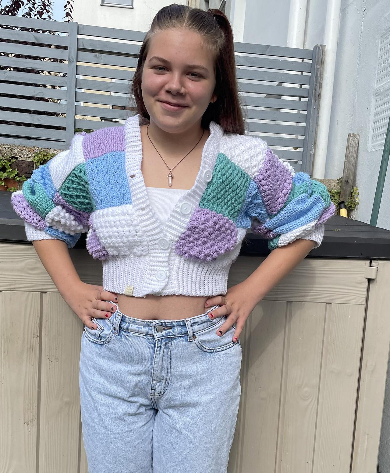 Roodles patchwork crochet cardigan (Harry Styles)