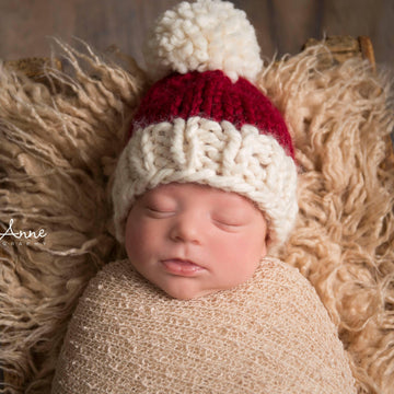 Christmas Hat Collection Santa Beanie Chunky Pompom Baby Children Women