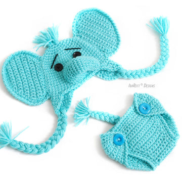 Josefina and Jeffery Elephant Baby Hat and Diaper Cover