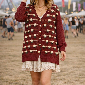 Rose Garden cardigan crochet pattern 3D stitch
