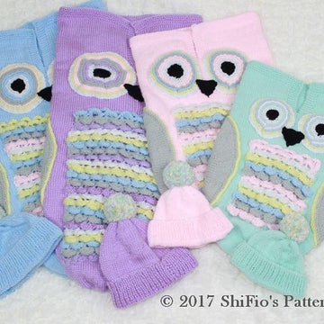 Knitting pattern owl cocoon  #370
