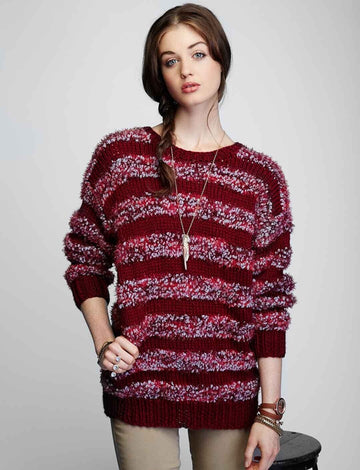 Striped Pullover in Bernat Blissful