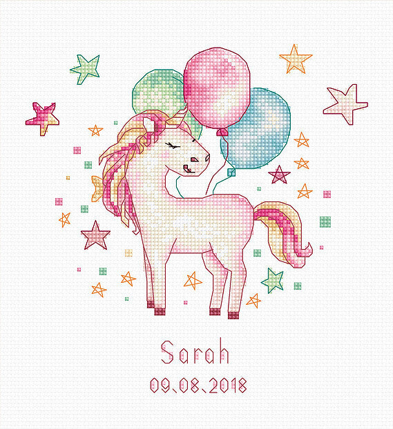 Luca-S Unicorn Baby Sampler Cross Stitch Kit