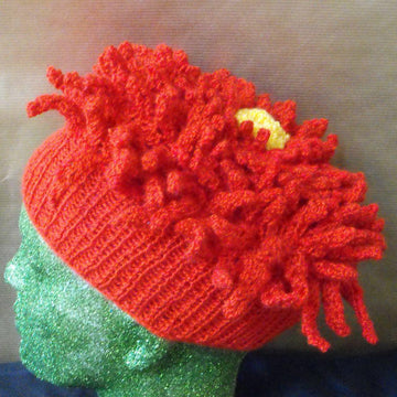 Dahlia Flower Beanie Hat Knitting Pattern - madmonkeyknits.com
